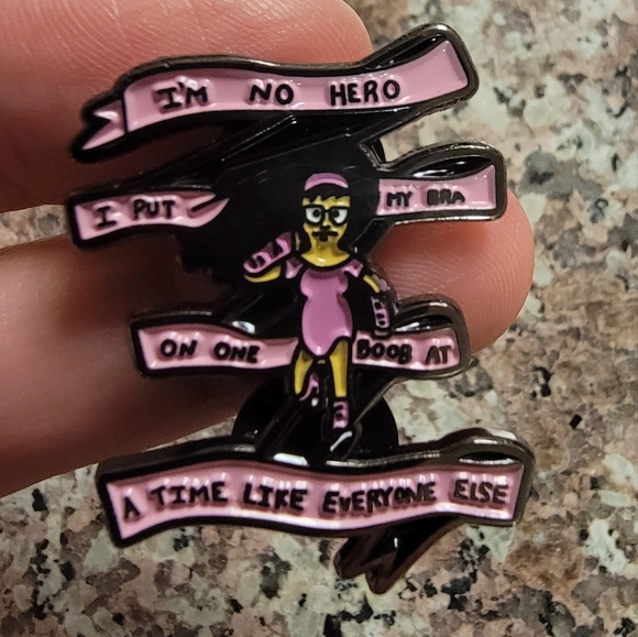 Large Tina Belcher I'm No Hero... Quirky Bob's Burgers Enamel Pin - Picture 1 of 5